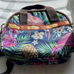 LeSportsac Women's Bag with Tropical Print - Blue and Pink